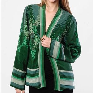 Winter Kate Vintage Silk Printed Green Cardigan XS